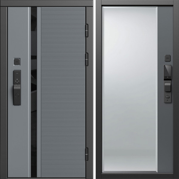 Входная дверь Termo-Door Смарт Каскад - Зеркало Фацет Grey софт