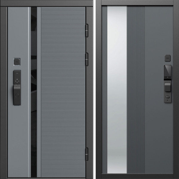 Входная дверь Termo-Door Смарт Каскад - Зеркало Люмис Грей Софт
