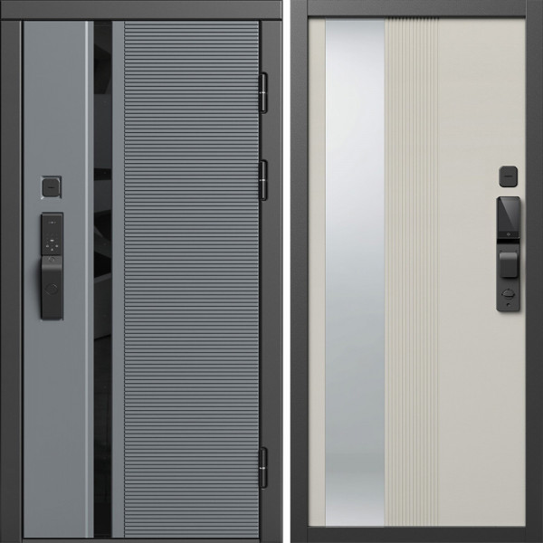 Входная дверь Termo-Door Смарт Каскад - Зеркало Люмис Соновая Кость