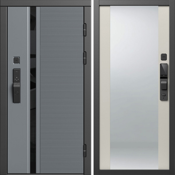 Входная дверь Termo-Door Смарт Каскад - Зеркало Слоновая кость