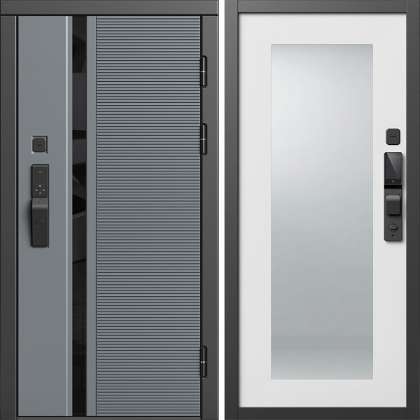 Входная дверь Termo-Door Смарт Каскад - Зеркало Триумф Белый софт