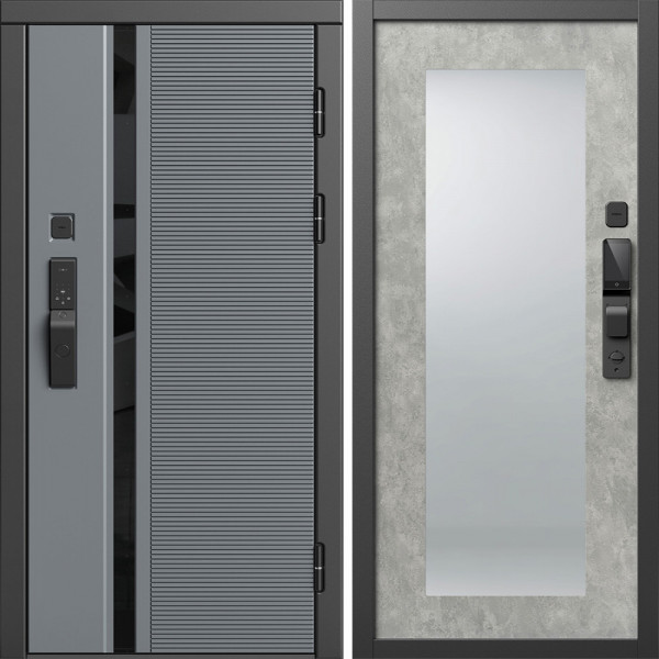 Входная дверь Termo-Door Смарт Каскад - Зеркало Триумф бетон светлый