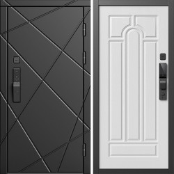Входная дверь Termo-Door Смарт Лучи Блэк - Арка белое дерево