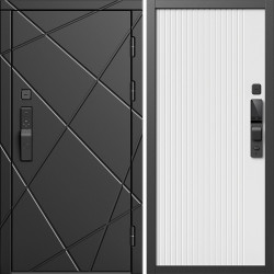 Входная дверь Termo-Door Смарт Лучи Блэк - Флэт Белый софт