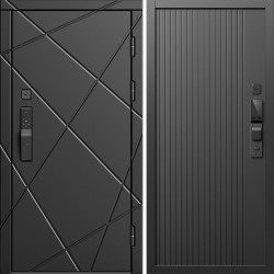Входная дверь Termo-Door Смарт Лучи Блэк - Флэт Черный кварц