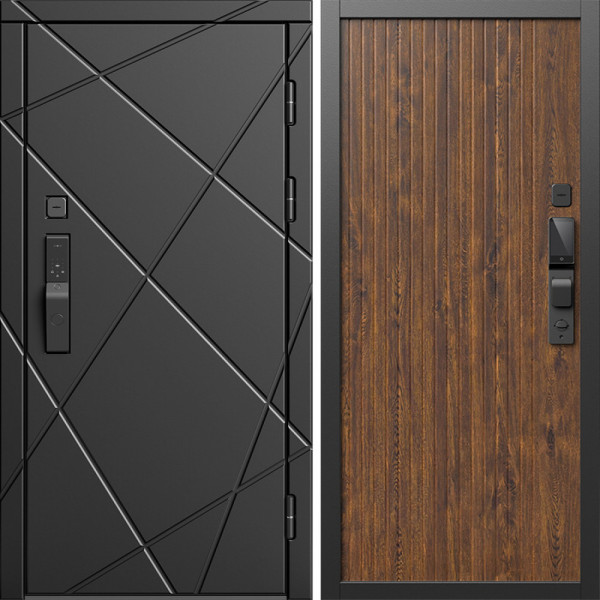 Входная дверь Termo-Door Смарт Лучи Блэк - Флэт Дуб