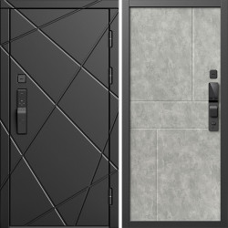 Входная дверь Termo-Door Смарт Лучи Блэк - Горизонт бетон светлый