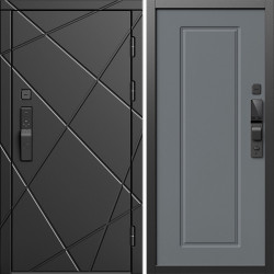 Входная дверь Termo-Door Смарт Лучи Блэк - Гранд Grey софт