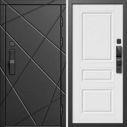 Входная дверь Termo-Door Смарт Лучи Блэк - Классика белый матовый