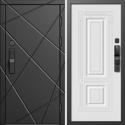 Входная дверь Termo-Door Смарт Лучи Блэк - Мадрид Белый софт