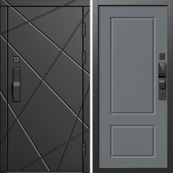 Входная дверь Termo-Door Смарт Лучи Блэк - Марсель Grey софт