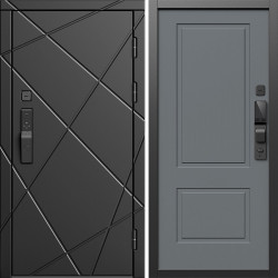 Входная дверь Termo-Door Смарт Лучи Блэк - Нео Классика Грей Софт