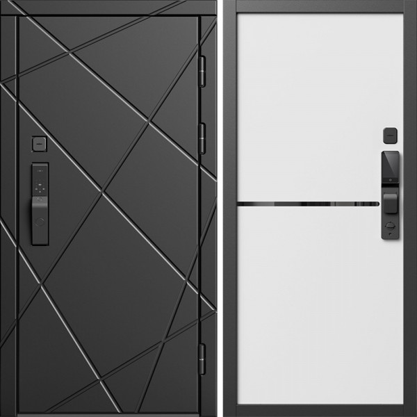 Входная дверь Termo-Door Смарт Лучи Блэк - Нео White