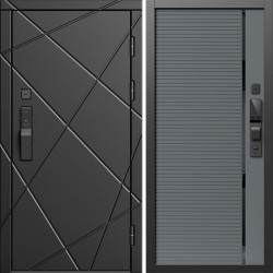 Входная дверь Termo-Door Смарт Лучи Блэк - Порте Grey софт