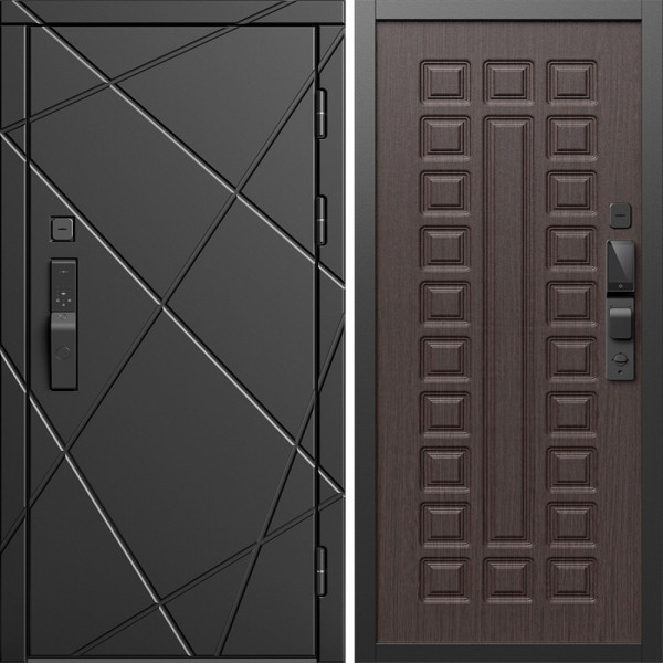 Входная дверь Termo-Door Смарт Лучи Блэк - Престиж венге