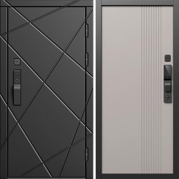 Входная дверь Termo-Door Смарт Лучи Блэк - Страйп Капучино