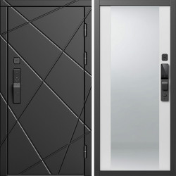 Входная дверь Termo-Door Смарт Лучи Блэк - Зеркало белый софт