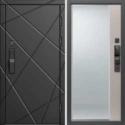 Входная дверь Termo-Door Смарт Лучи Блэк - Зеркало Фацет Капучино