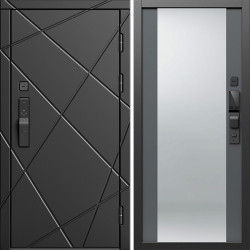 Входная дверь Termo-Door Смарт Лучи Блэк - Зеркало Grey Софт