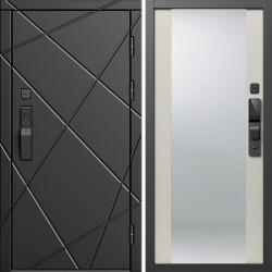 Входная дверь Termo-Door Смарт Лучи Блэк - Зеркало Слоновая кость