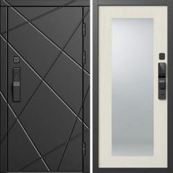Входная дверь Termo-Door Смарт Лучи Блэк - Зеркало Триумф лиственница