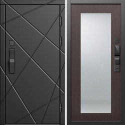 Входная дверь Termo-Door Смарт Лучи Блэк - Зеркало Триумф венге