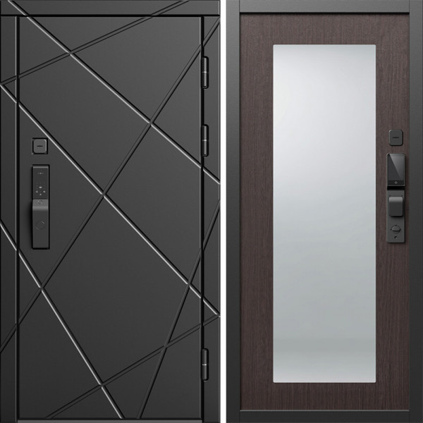 Входная дверь Termo-Door Смарт Лучи Блэк - Зеркало Триумф венге