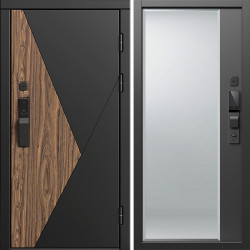 Входная дверь Termo-Door Смарт Матрикс - Зеркало Фацет Черный кварц+тонировка серая