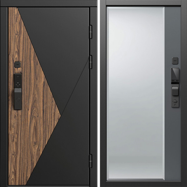 Входная дверь Termo-Door Смарт Матрикс - Зеркало Фацет Grey софт