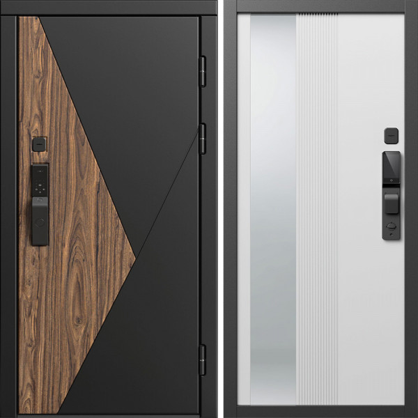 Входная дверь Termo-Door Смарт Матрикс - Зеркало Люмис Белый Софт