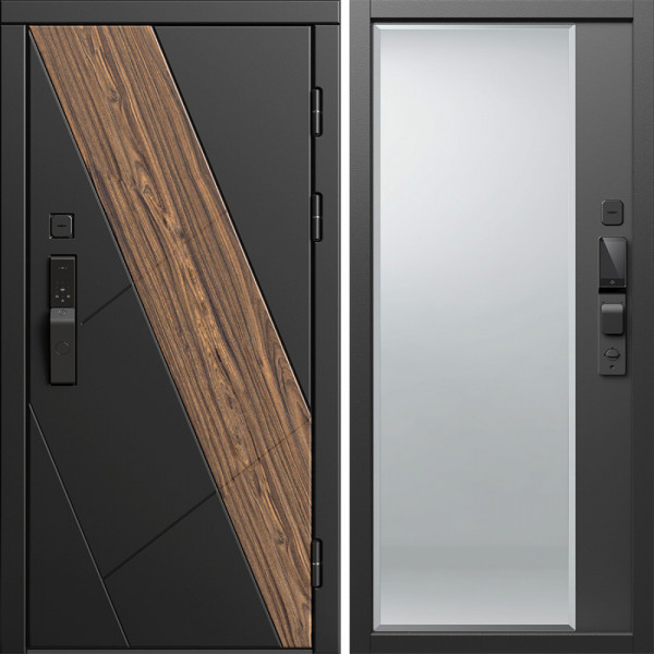 Входная дверь Termo-Door Смарт Нова - Зеркало Фацет Черный кварц