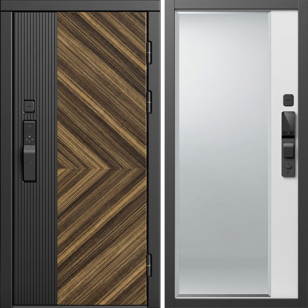 Входная дверь Termo-Door Смарт Олимп - Зеркало Фацет Белый софт