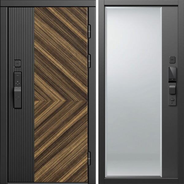 Входная дверь Termo-Door Смарт Олимп - Зеркало Фацет Черный кварц