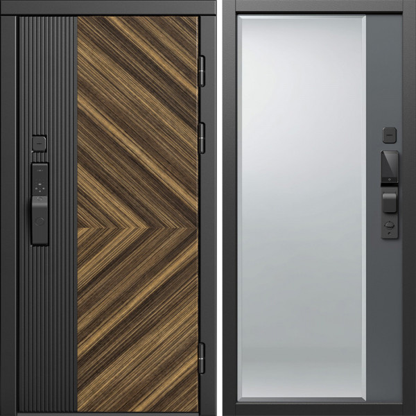 Входная дверь Termo-Door Смарт Олимп - Зеркало Фацет Grey софт