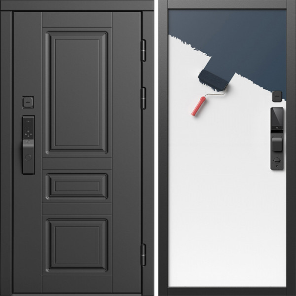 Входная дверь Termo-Door Смарт Орегон Блэк - Гладкая Панель Под Покраску (грунт)