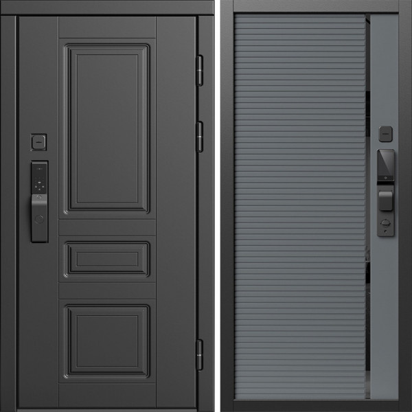 Входная дверь Termo-Door Смарт Орегон Блэк - Порте Grey софт