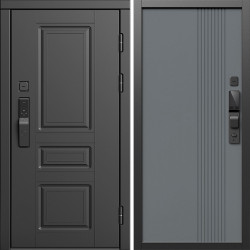 Входная дверь Termo-Door Смарт Орегон Блэк - Страйп Грей Софт
