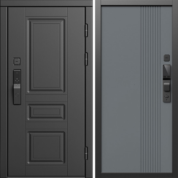 Входная дверь Termo-Door Смарт Орегон Блэк - Страйп Грей Софт