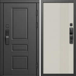 Входная дверь Termo-Door Смарт Орегон Блэк - Страйп Слоновая Кость