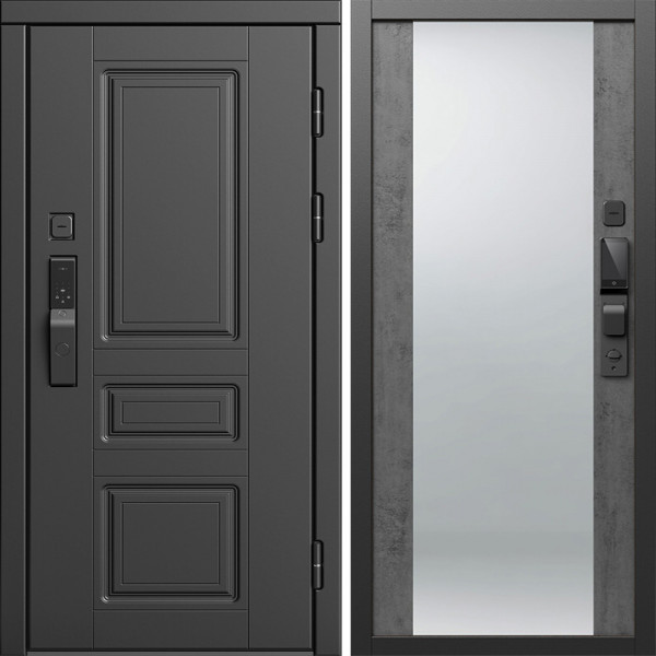 Входная дверь Termo-Door Смарт Орегон Блэк - Зеркало бетон темный