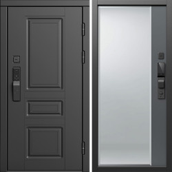 Входная дверь Termo-Door Смарт Орегон Блэк - Зеркало Фацет Grey софт