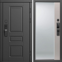 Входная дверь Termo-Door Смарт Орегон Блэк - Зеркало Фацет Капучино