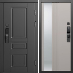 Входная дверь Termo-Door Смарт Орегон Блэк - Зеркало Люмис Капучино