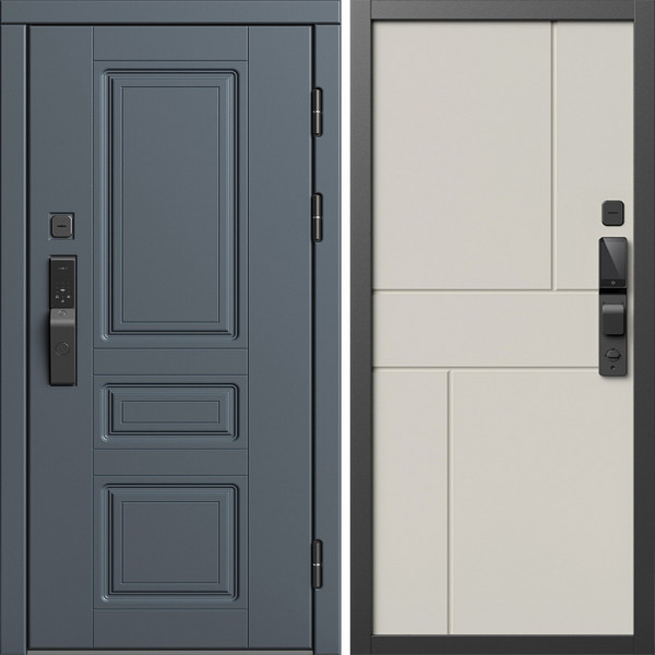 Входная дверь Termo-Door Смарт Орегон Графит - Горизонт Слоновая кость