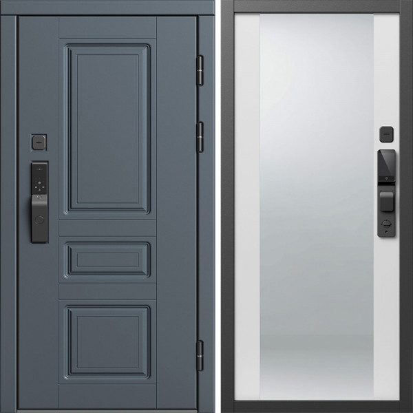 Входная дверь Termo-Door Смарт Орегон Графит - Зеркало белый софт