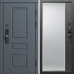 Входная дверь Termo-Door Смарт Орегон Графит - Зеркало Фацет Черный кварц+тонировка серая