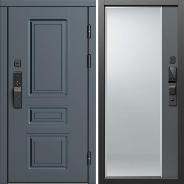 Входная дверь Termo-Door Смарт Орегон Графит - Зеркало Фацет Grey софт