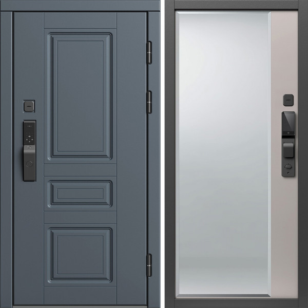 Входная дверь Termo-Door Смарт Орегон Графит - Зеркало Фацет Капучино