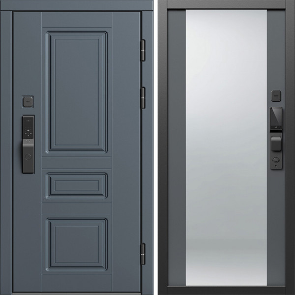 Входная дверь Termo-Door Смарт Орегон Графит - Зеркало Grey Софт