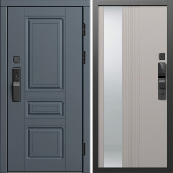 Входная дверь Termo-Door Смарт Орегон Графит - Зеркало Люмис Капучино